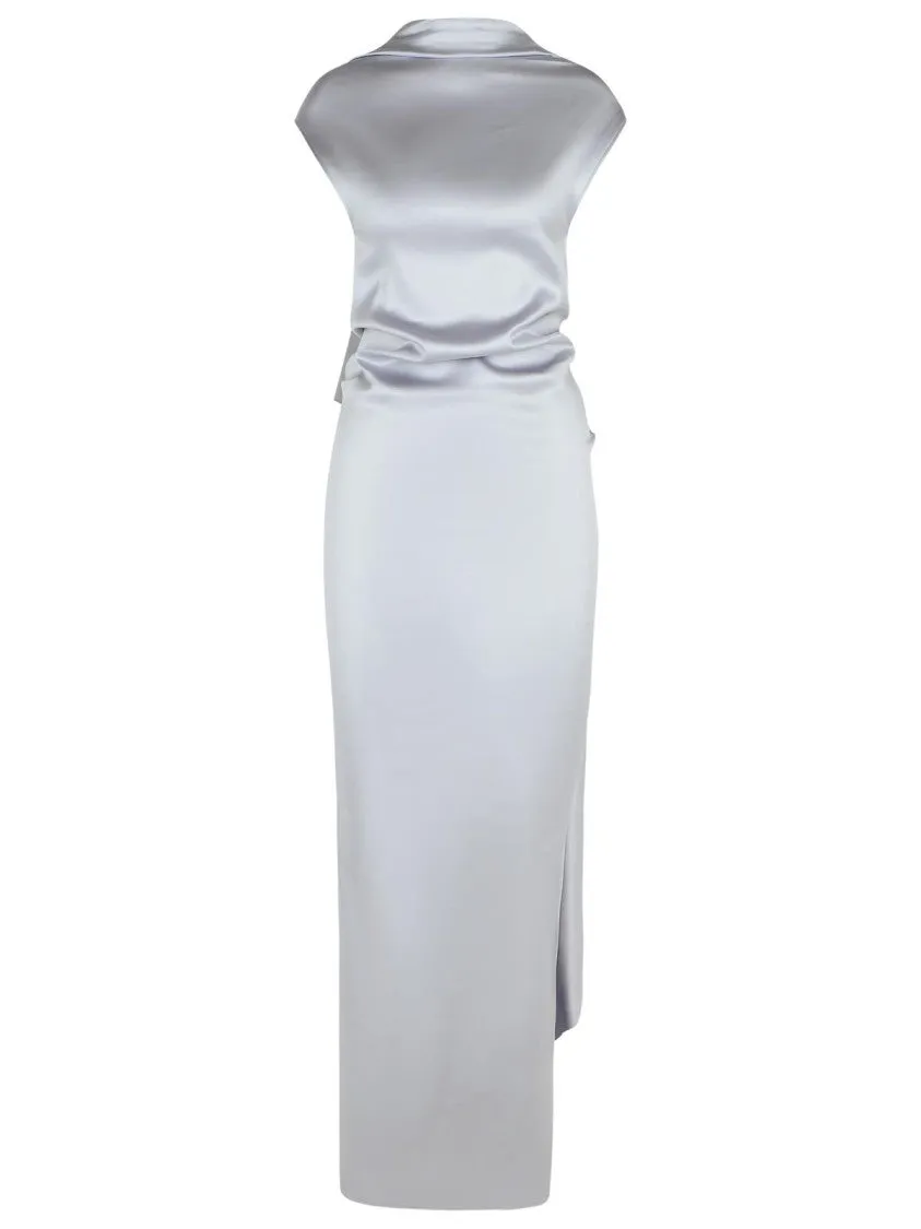 'Abadan' Grey Satin Dress