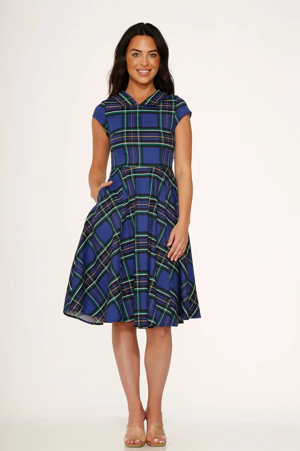 Blue Plaid Swing Dress