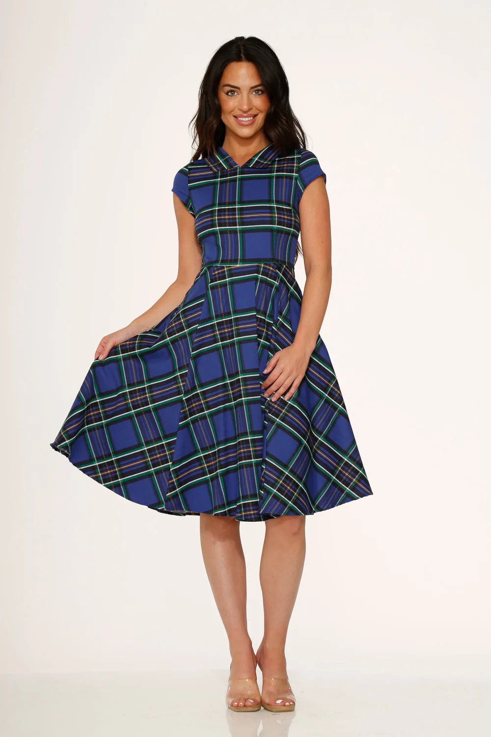 Blue Plaid Swing Dress