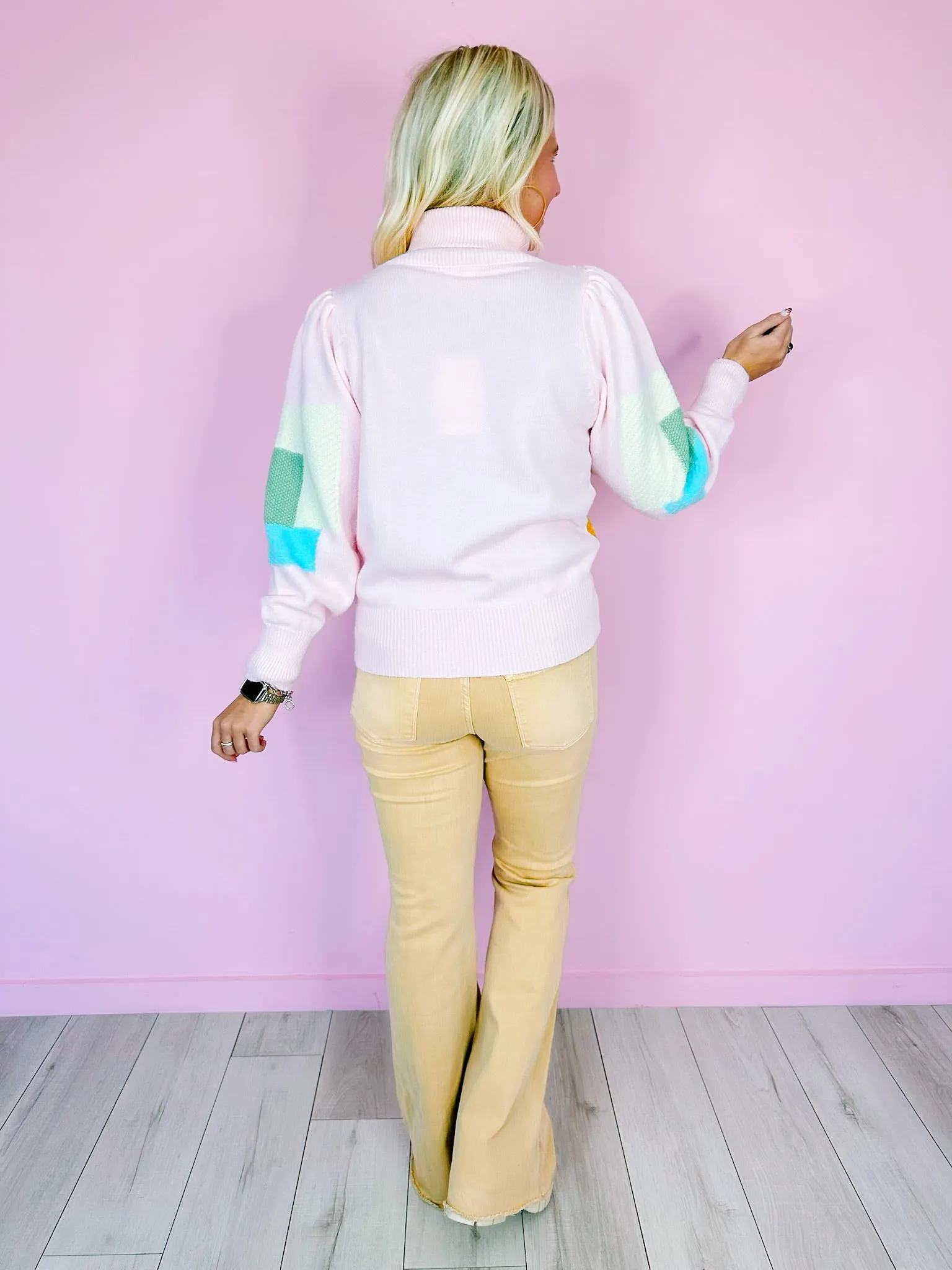 CHARLOTTE PATCHWORK SWEATER - PINK