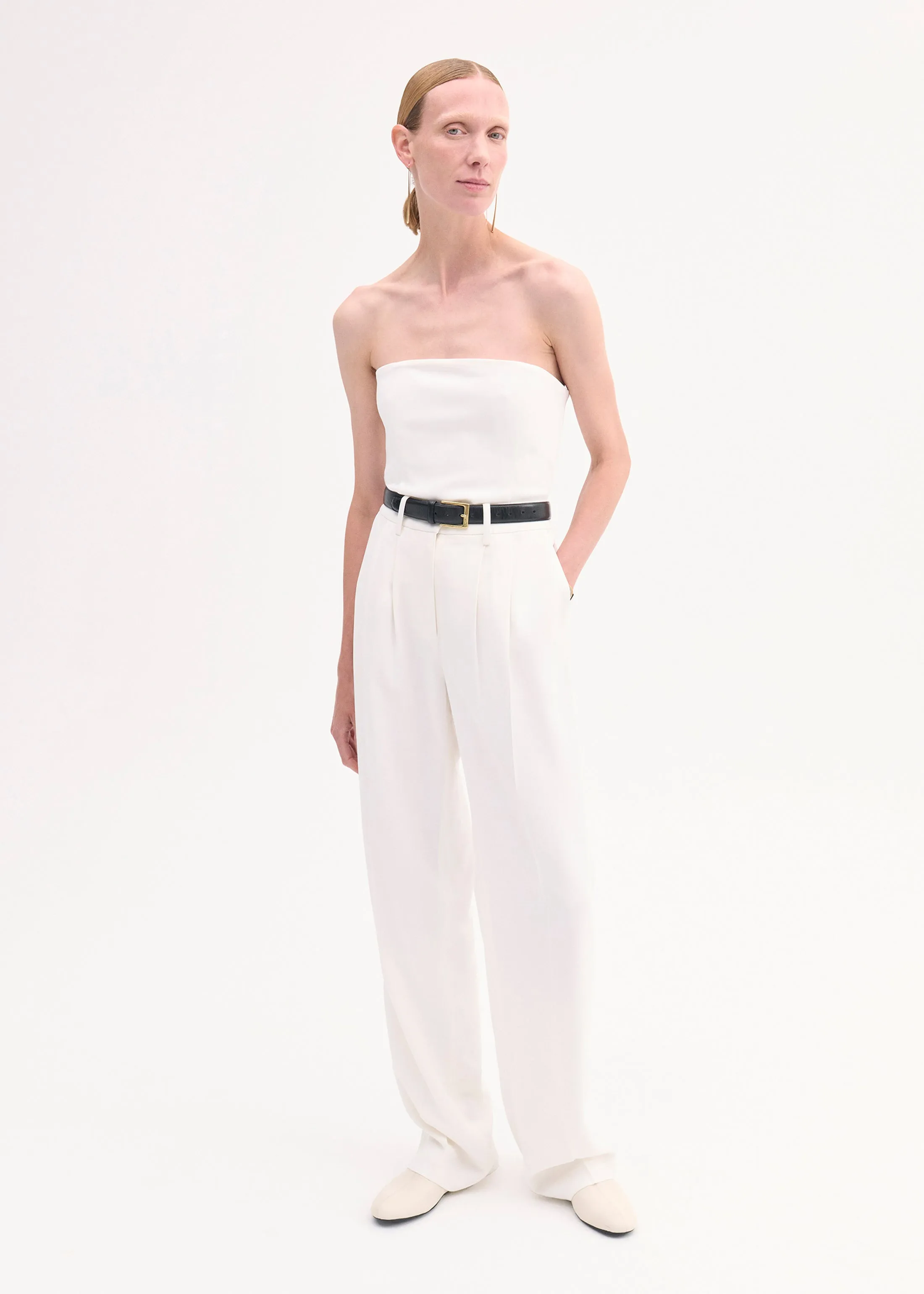 Classic Trouser in Stretch Viscose - Ivory