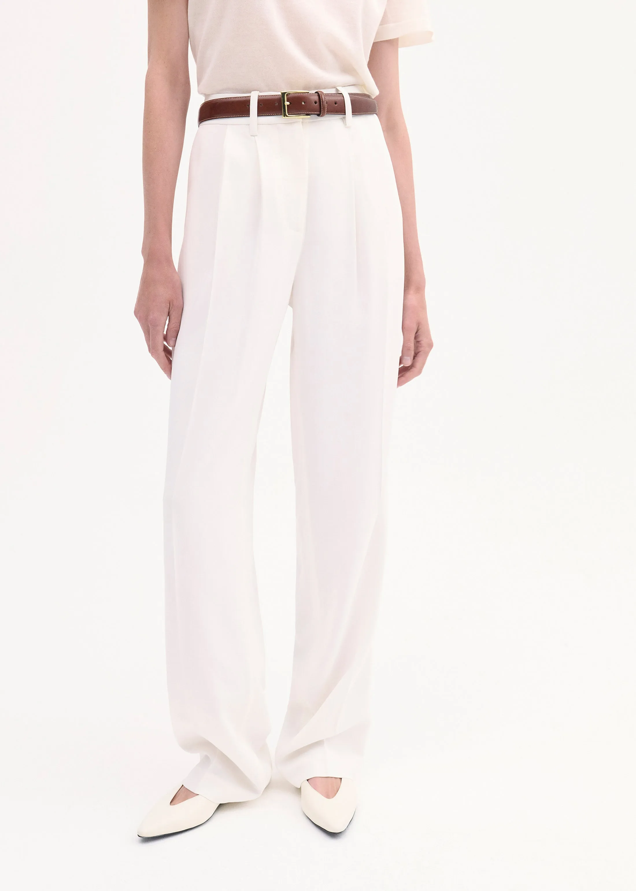 Classic Trouser in Stretch Viscose - Ivory