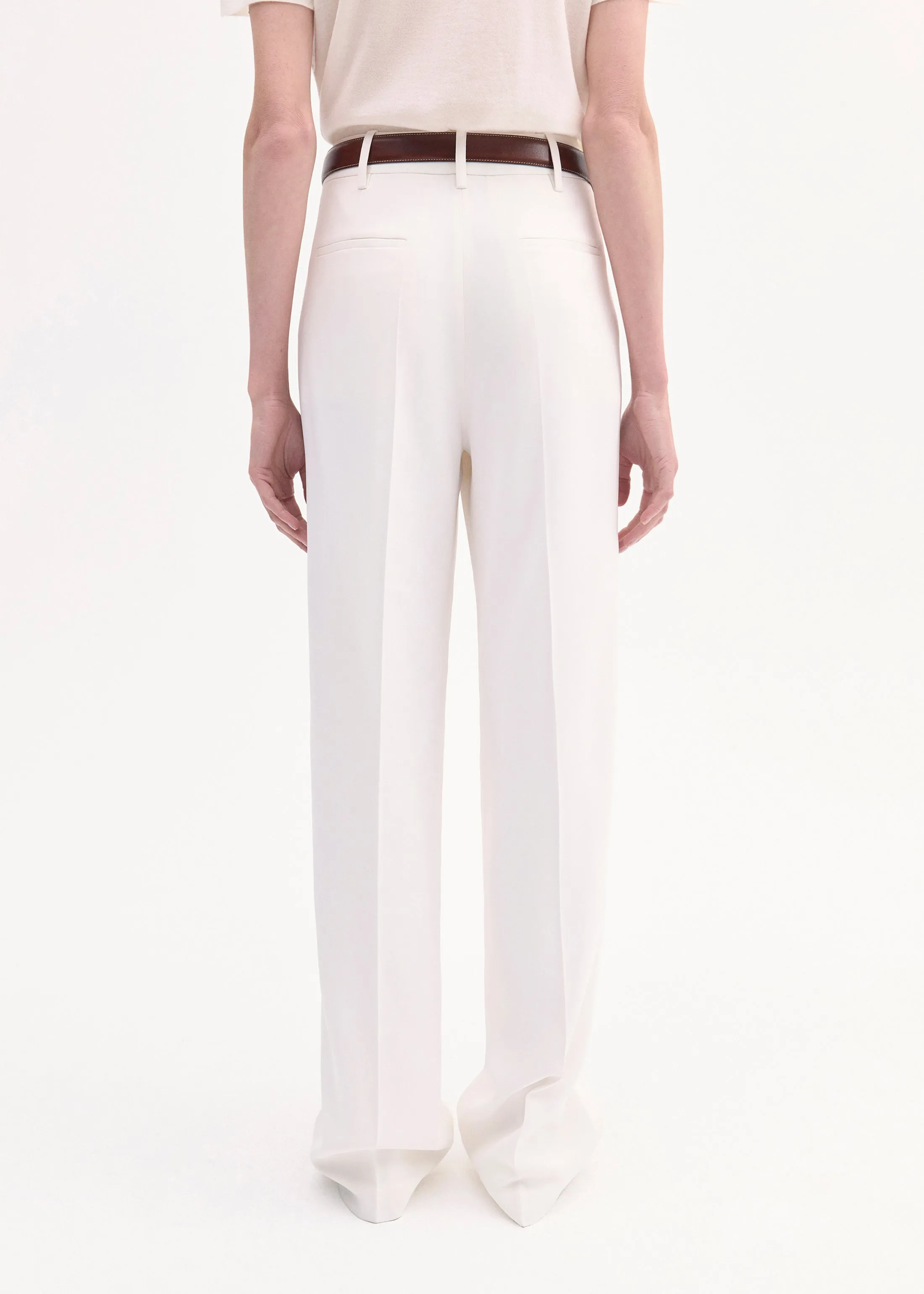 Classic Trouser in Stretch Viscose - Ivory