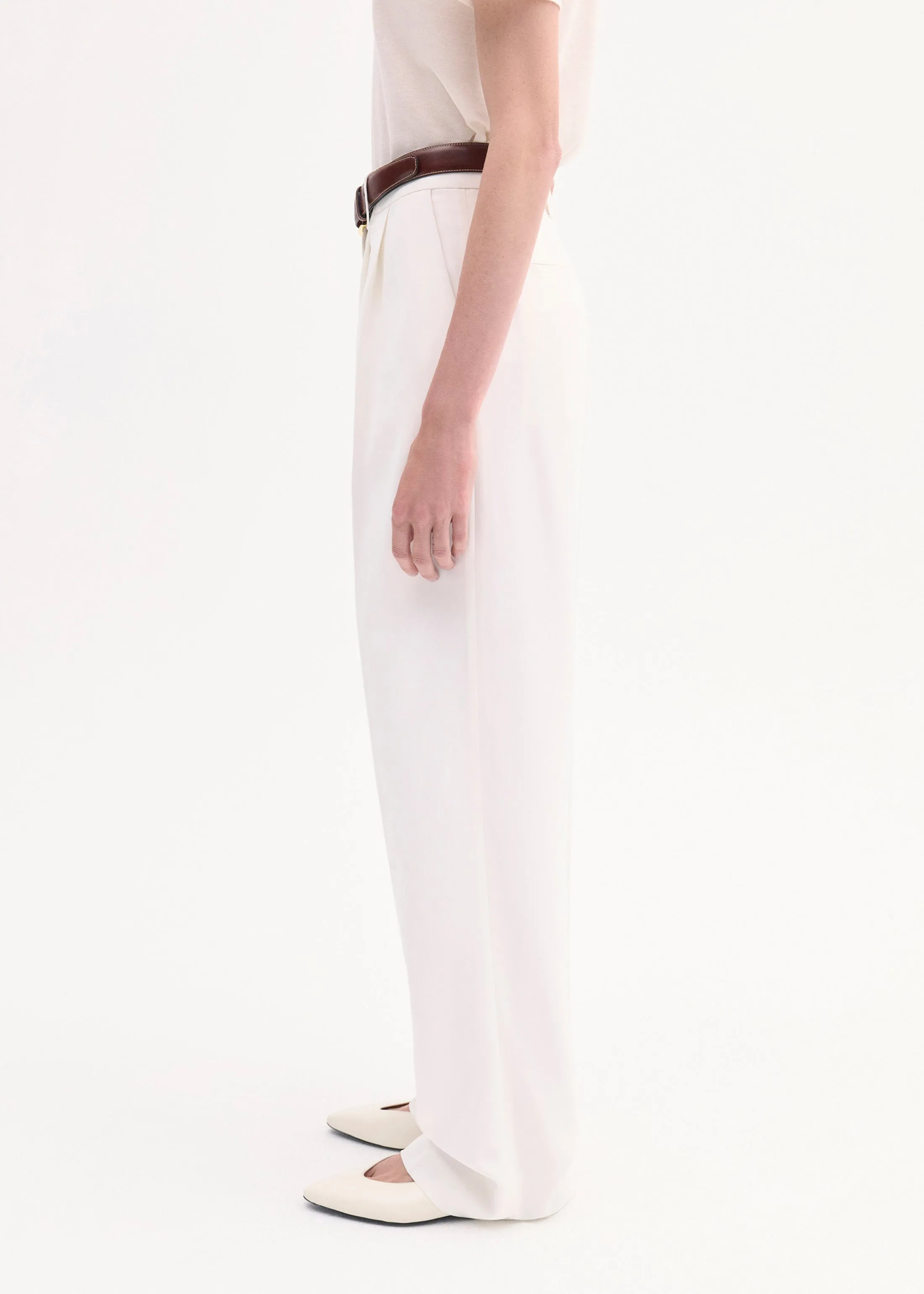 Classic Trouser in Stretch Viscose - Ivory
