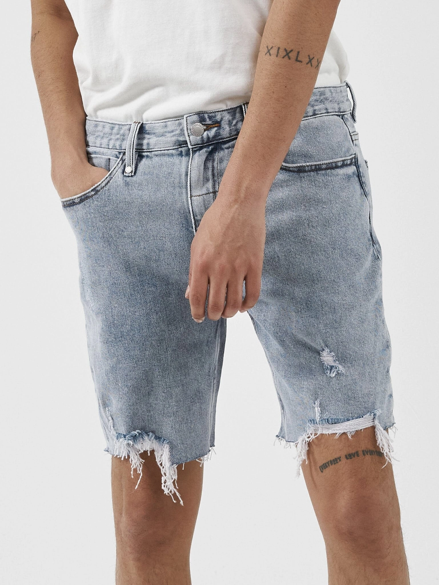 Destroyed Bones Denim Short - Garage Blue