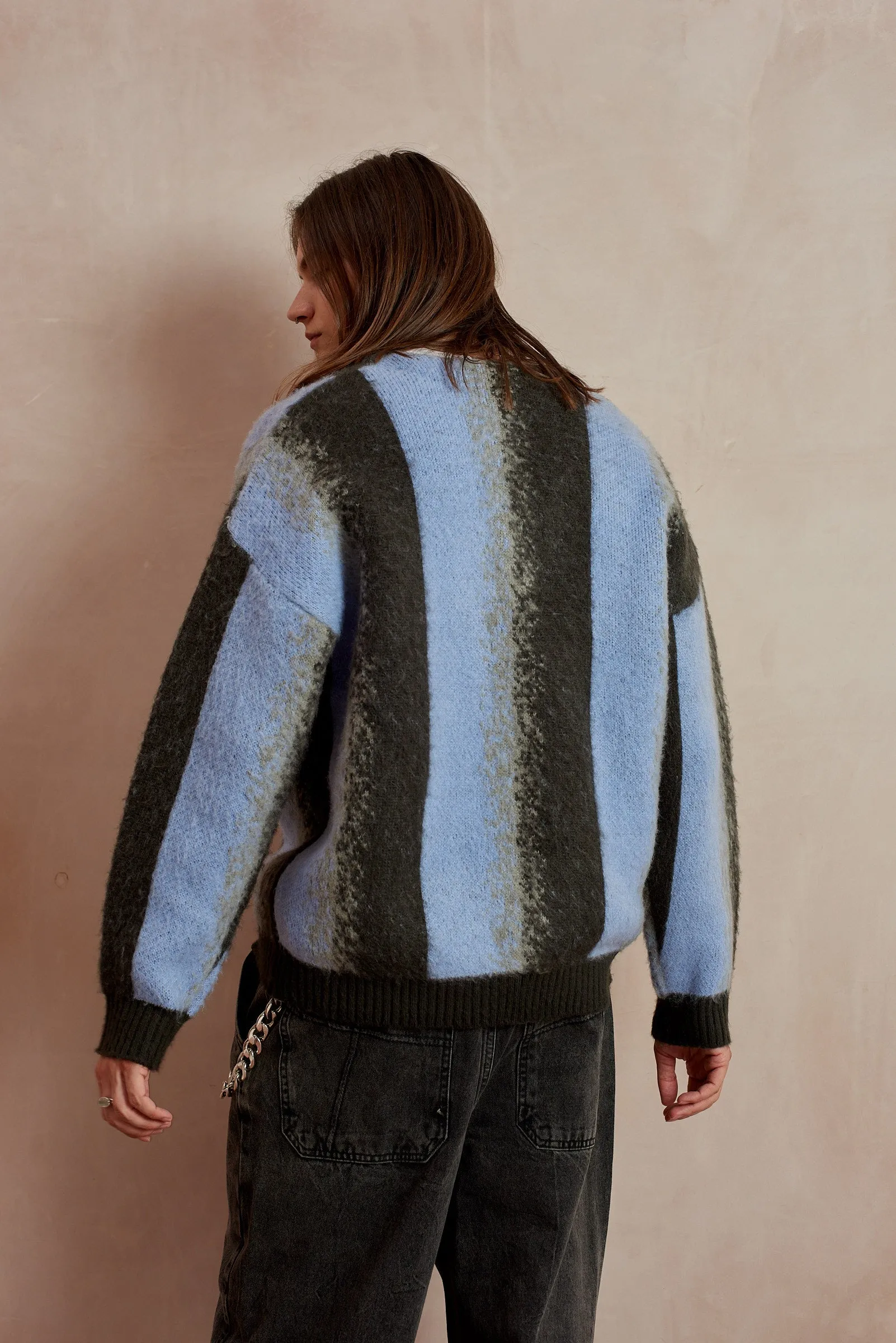Ether Stripe Zip Up Knit