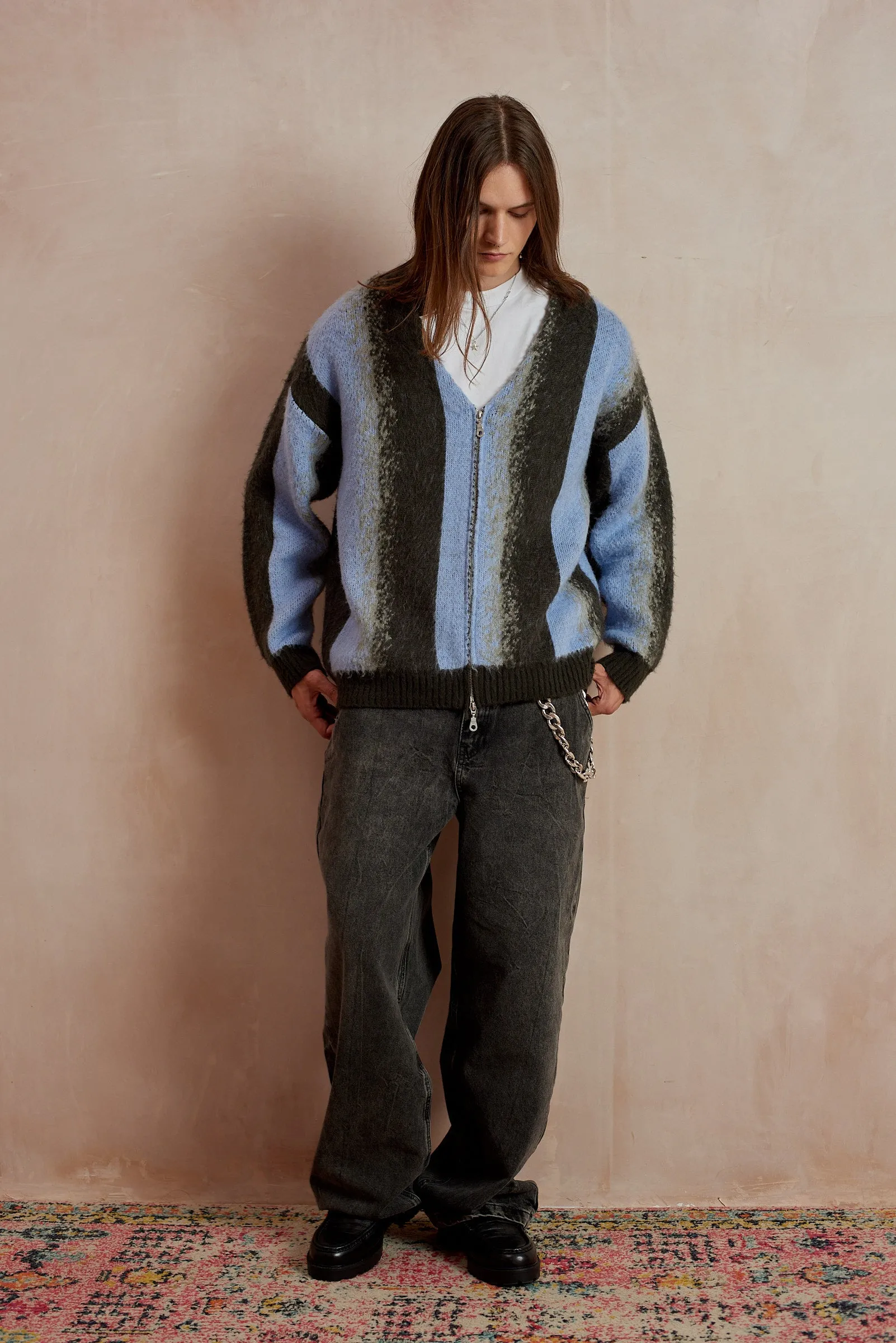 Ether Stripe Zip Up Knit