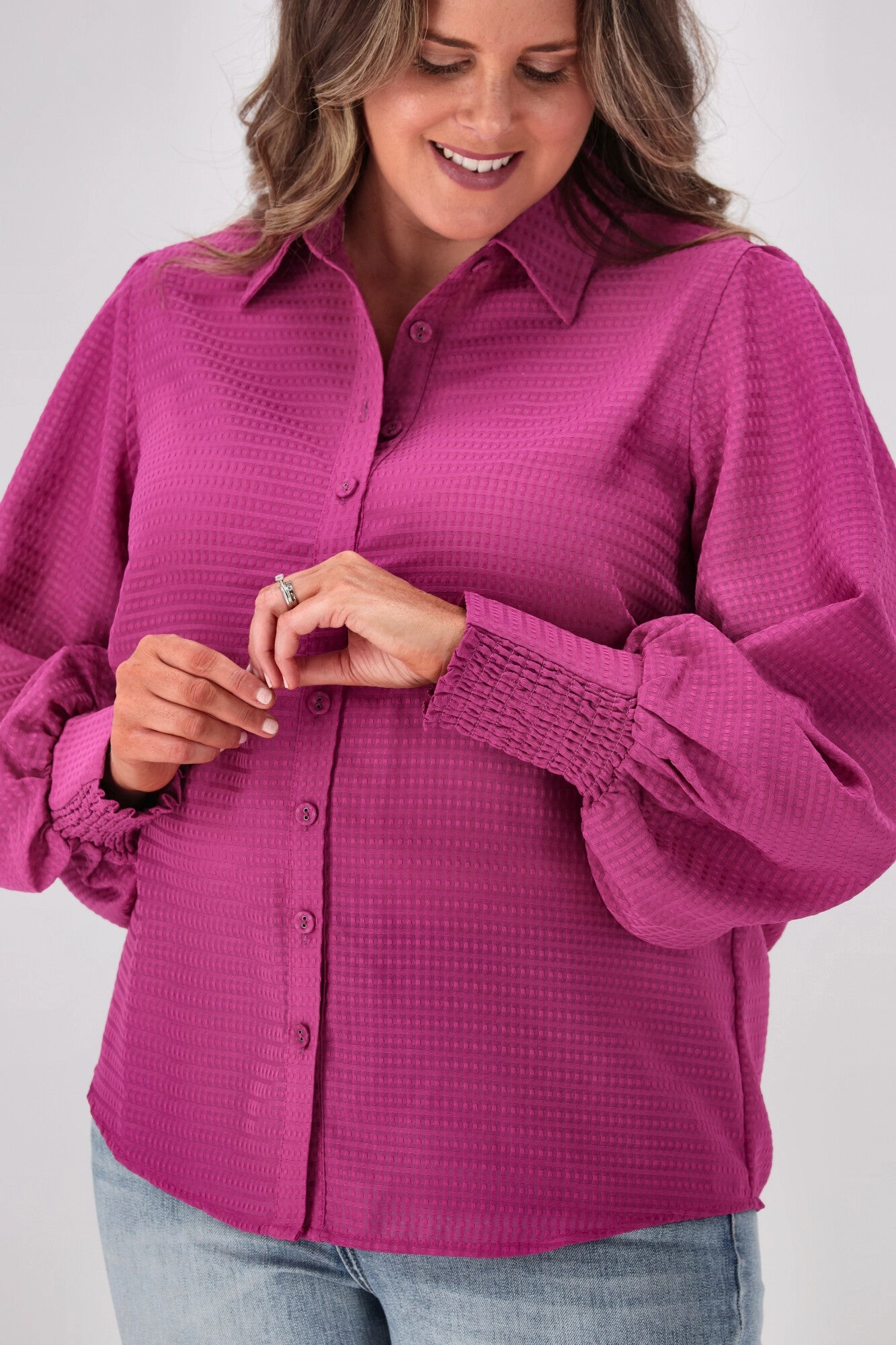 Gloss by Shine On Bibi Puff Sleeve Shirt Pink