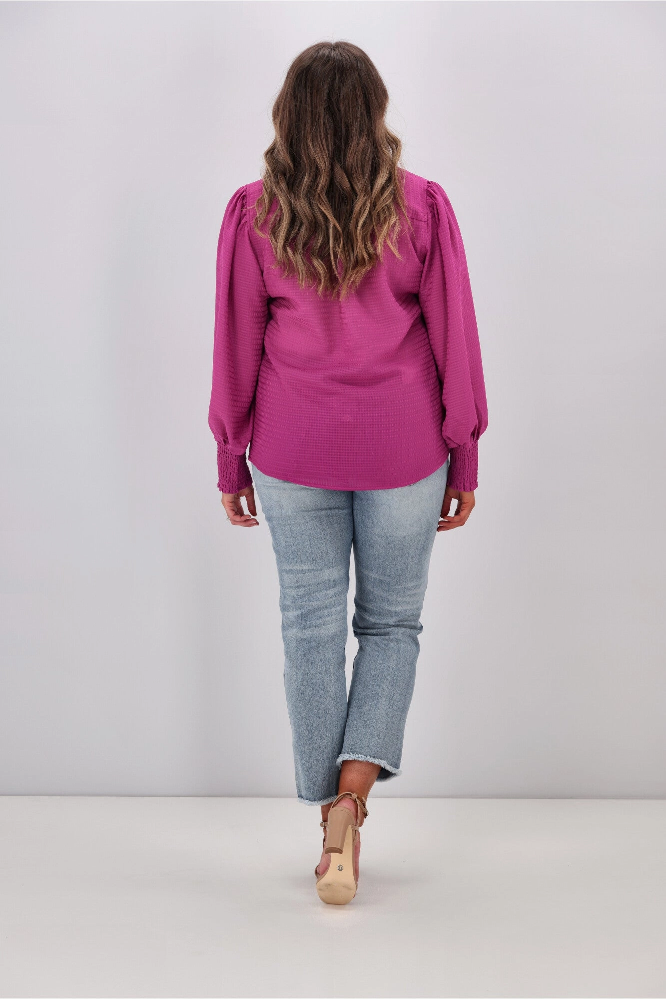 Gloss by Shine On Bibi Puff Sleeve Shirt Pink