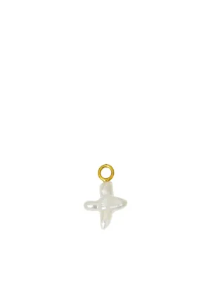 Gold Plated Pearl Cross Charm