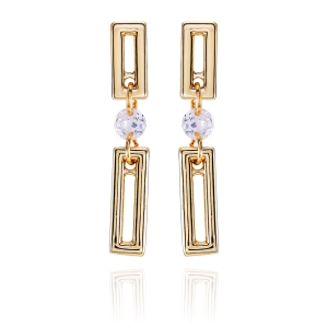 Goldtone Clear Glass Stone Dainty Drop Earrings