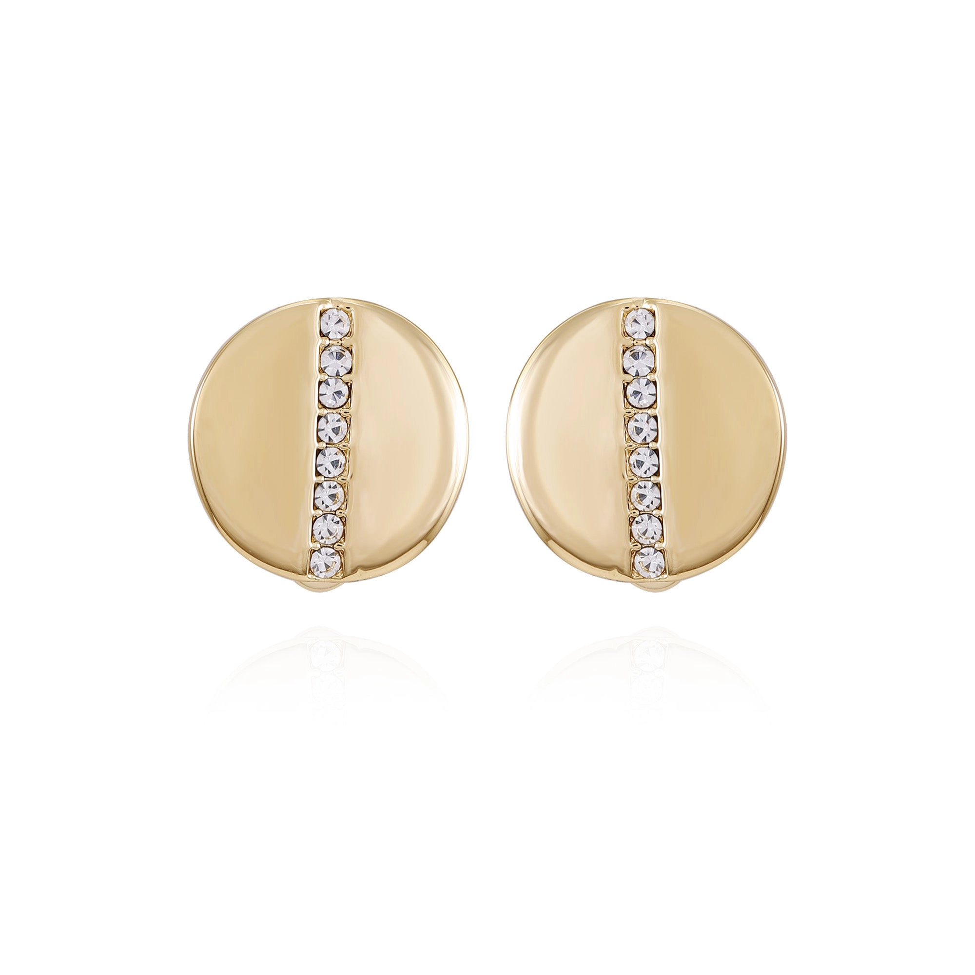Goldtone Crystal Stone Circle Clip On Earrings