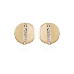 Goldtone Crystal Stone Circle Clip On Earrings