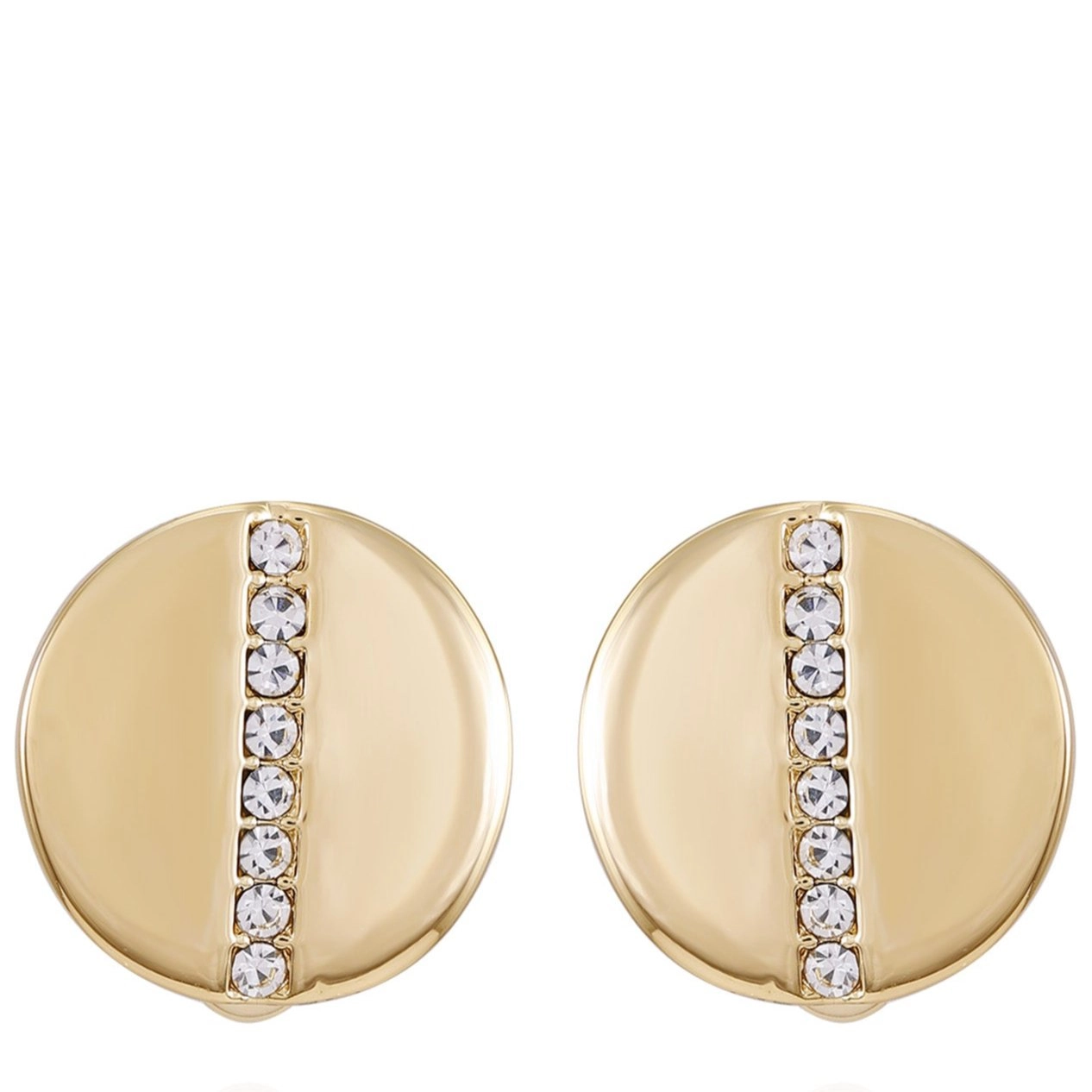 Goldtone Crystal Stone Circle Clip On Earrings