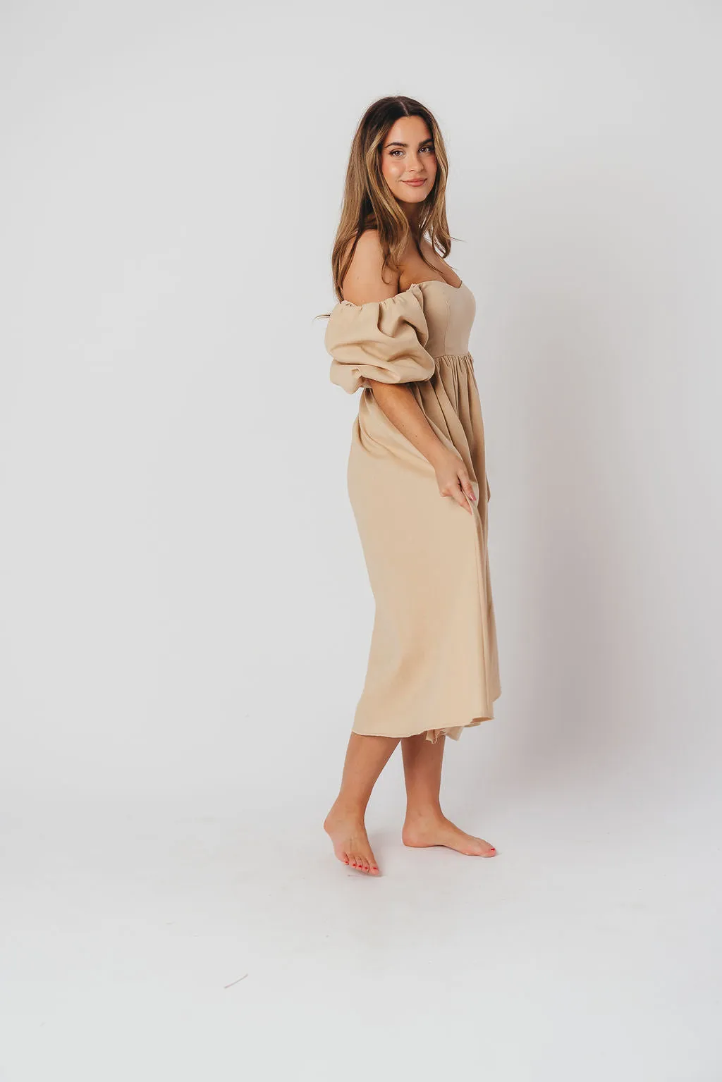 Hamilton Midi Dress in Taupe - Bump Friendly (S-2XL)