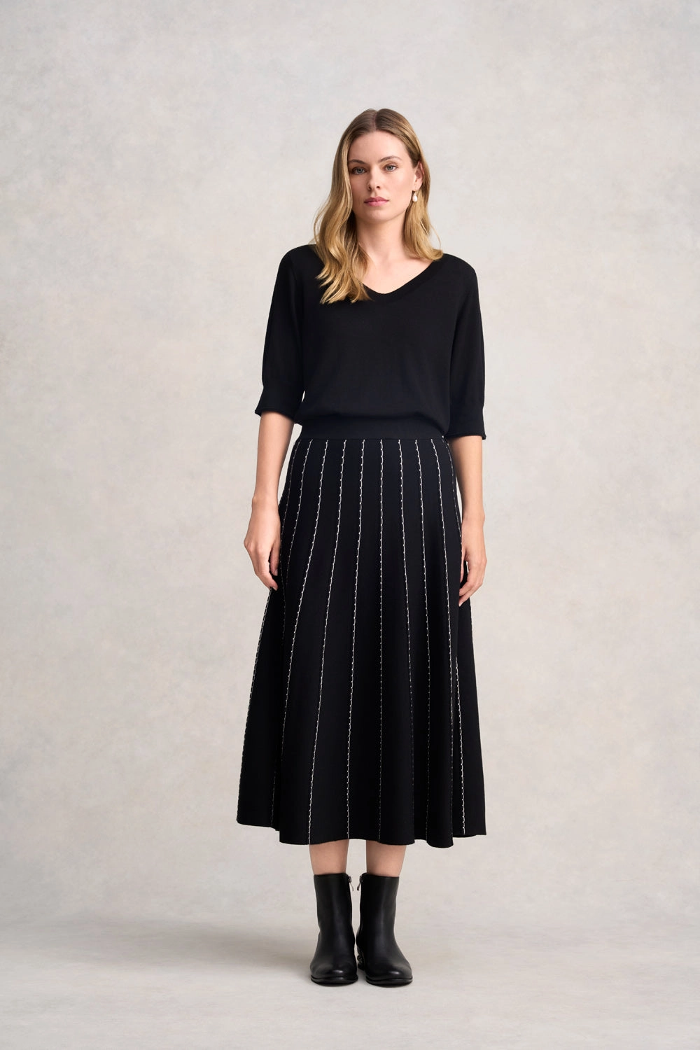 Knit Midi Skirt - Black