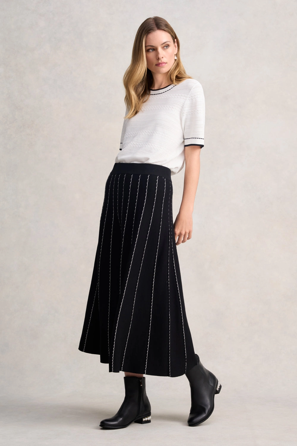 Knit Midi Skirt - Black