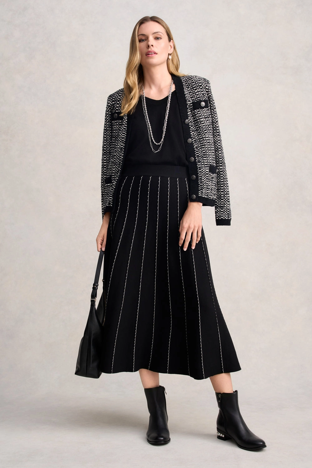 Knit Midi Skirt - Black