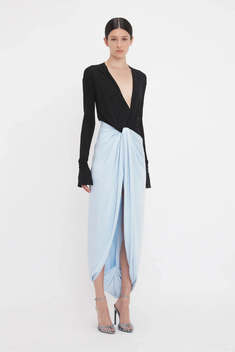 Knot Detail Jersey Gown