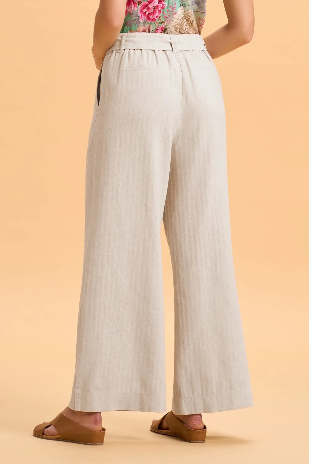 Linen Wide Leg Pant - Sand