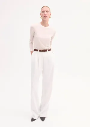 Long Sleeve Crew in Fine Cashmere - Ivory