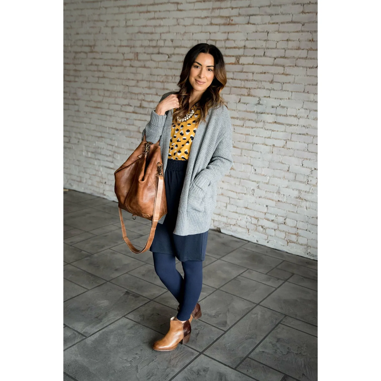 Mustard/Navy Dot Blouse