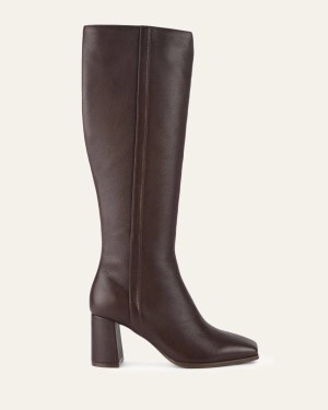 NELLIE KNEE BOOTS BITTER CHOC LEATHER