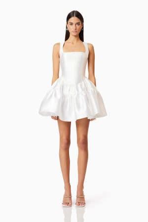 Oleander Fit And Flare Dress In White