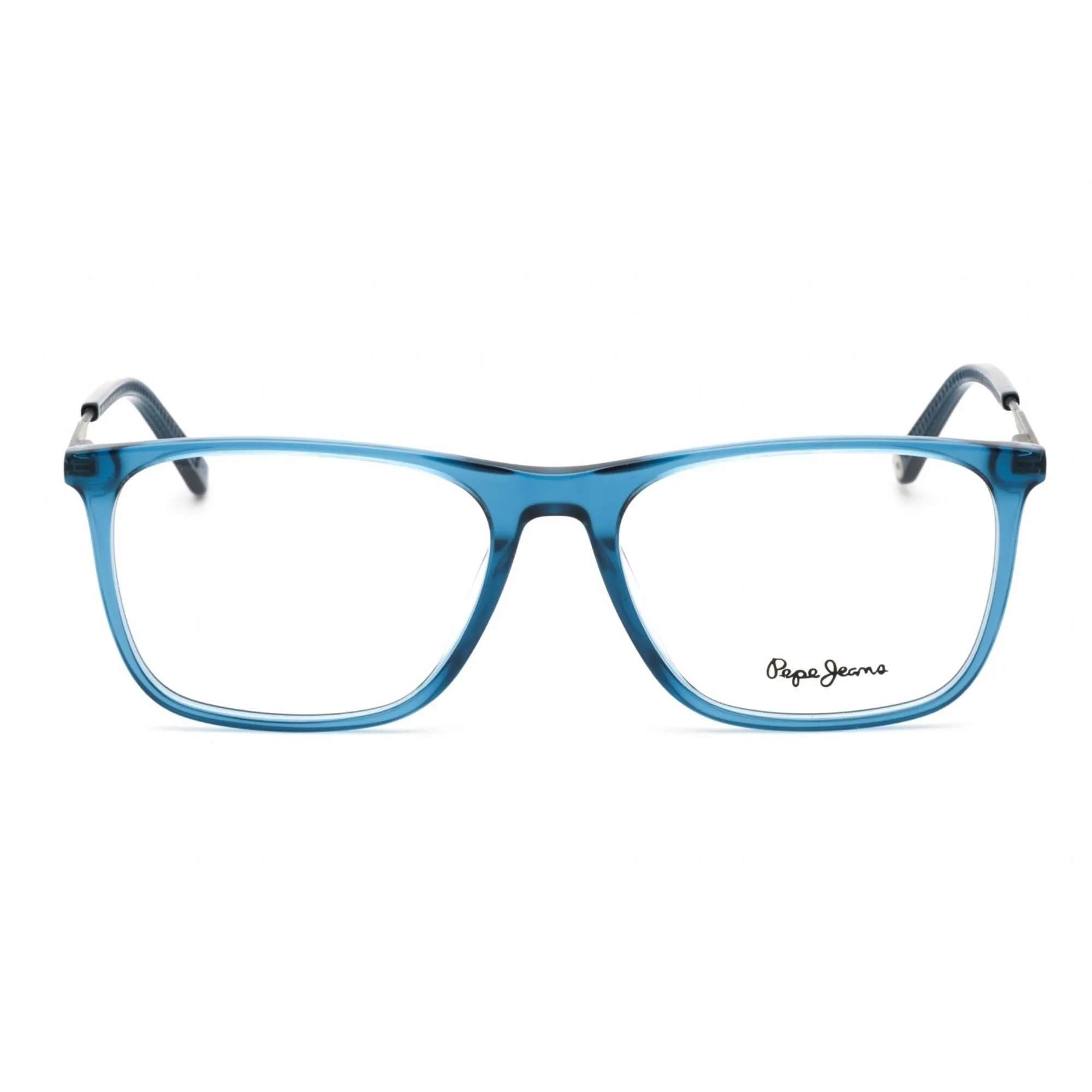 Pepe Jeans Men's Eyeglasses - Transparent Blue Plastic Rectangular Frame | PJ3463 C4