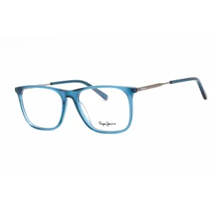 Pepe Jeans Men's Eyeglasses - Transparent Blue Plastic Rectangular Frame | PJ3463 C4