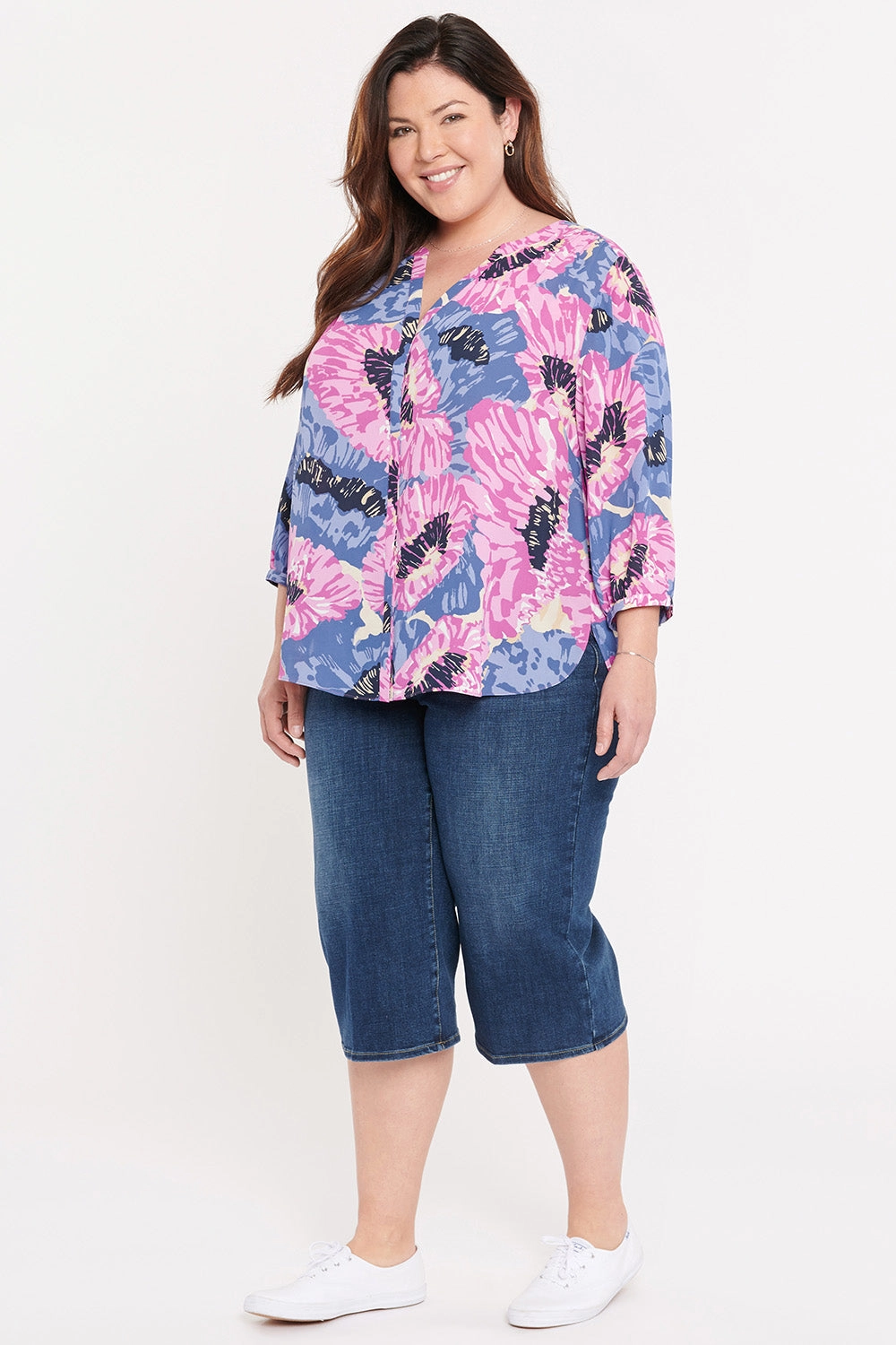 Pintuck Blouse In Plus Size - Cadiz