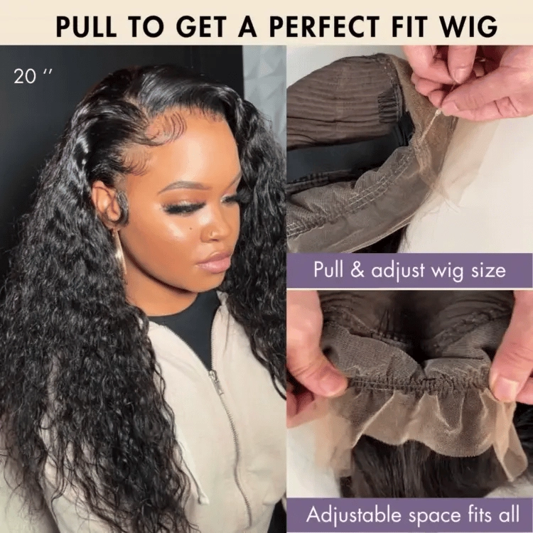 PreMax Wigs | 360 HD Lace Super Natural Hairline Invisi Drawstring Cap Water Wave Free Part Human Hair Wig Pre-Cut Lace