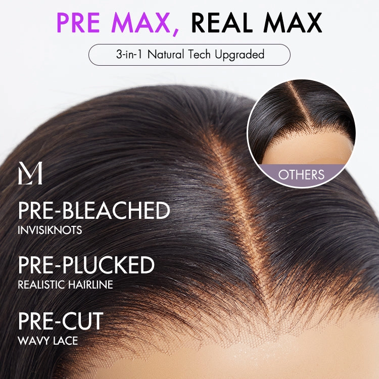 PreMax Wigs | 360 HD Lace Super Natural Hairline Invisi Drawstring Cap Water Wave Free Part Human Hair Wig Pre-Cut Lace