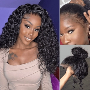 PreMax Wigs | 360 HD Lace Super Natural Hairline Invisi Drawstring Cap Water Wave Free Part Human Hair Wig Pre-Cut Lace