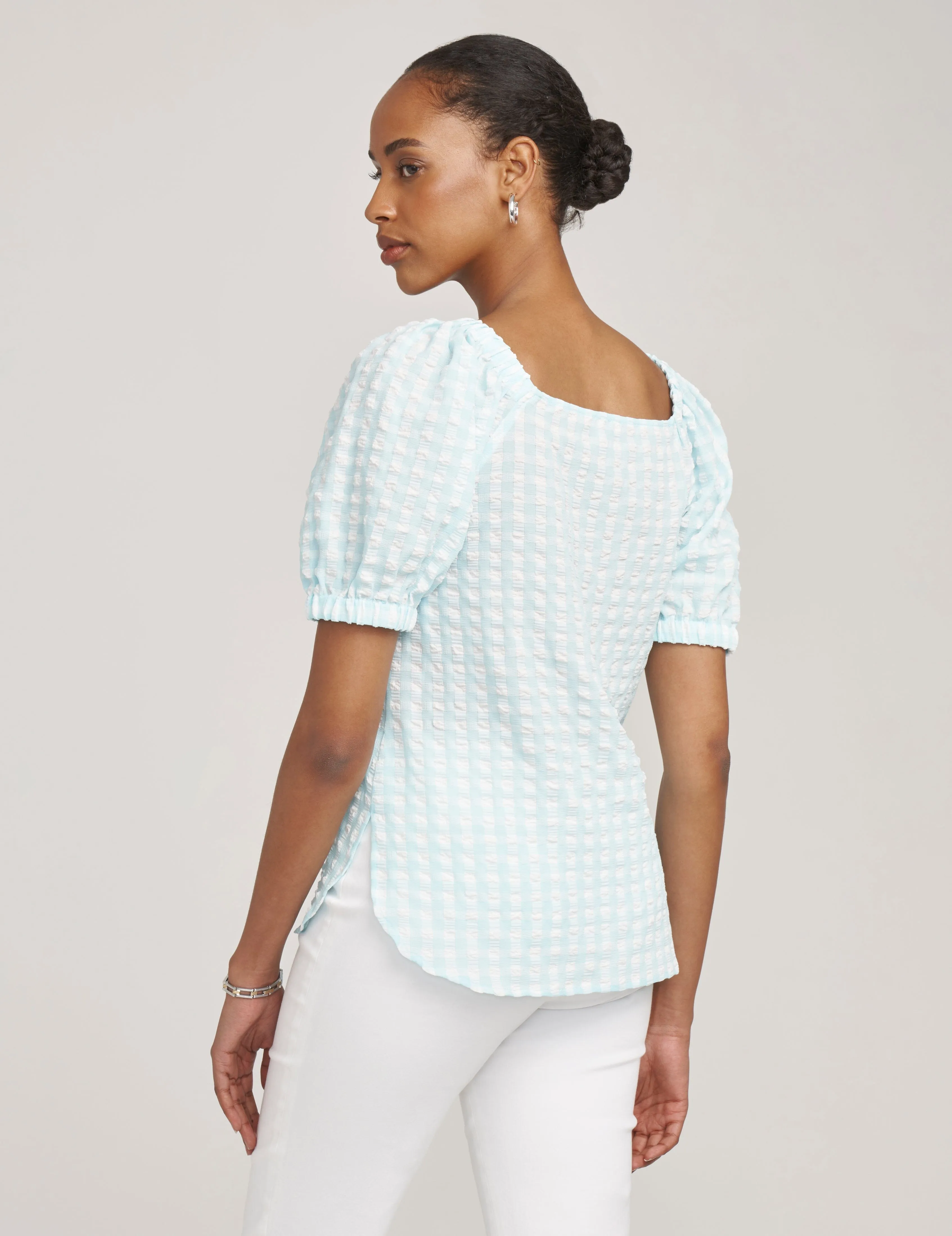 Puff Sleeve Square Neck Blouse- Sale
