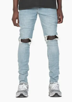 Purple Mens Mid Rise Skinny Jeans Light Indigo Blowout