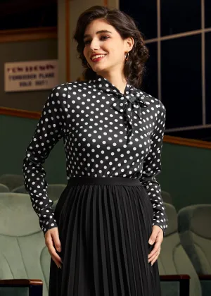 Rydell High Revisited Long Sleeve Tie-Neck Top