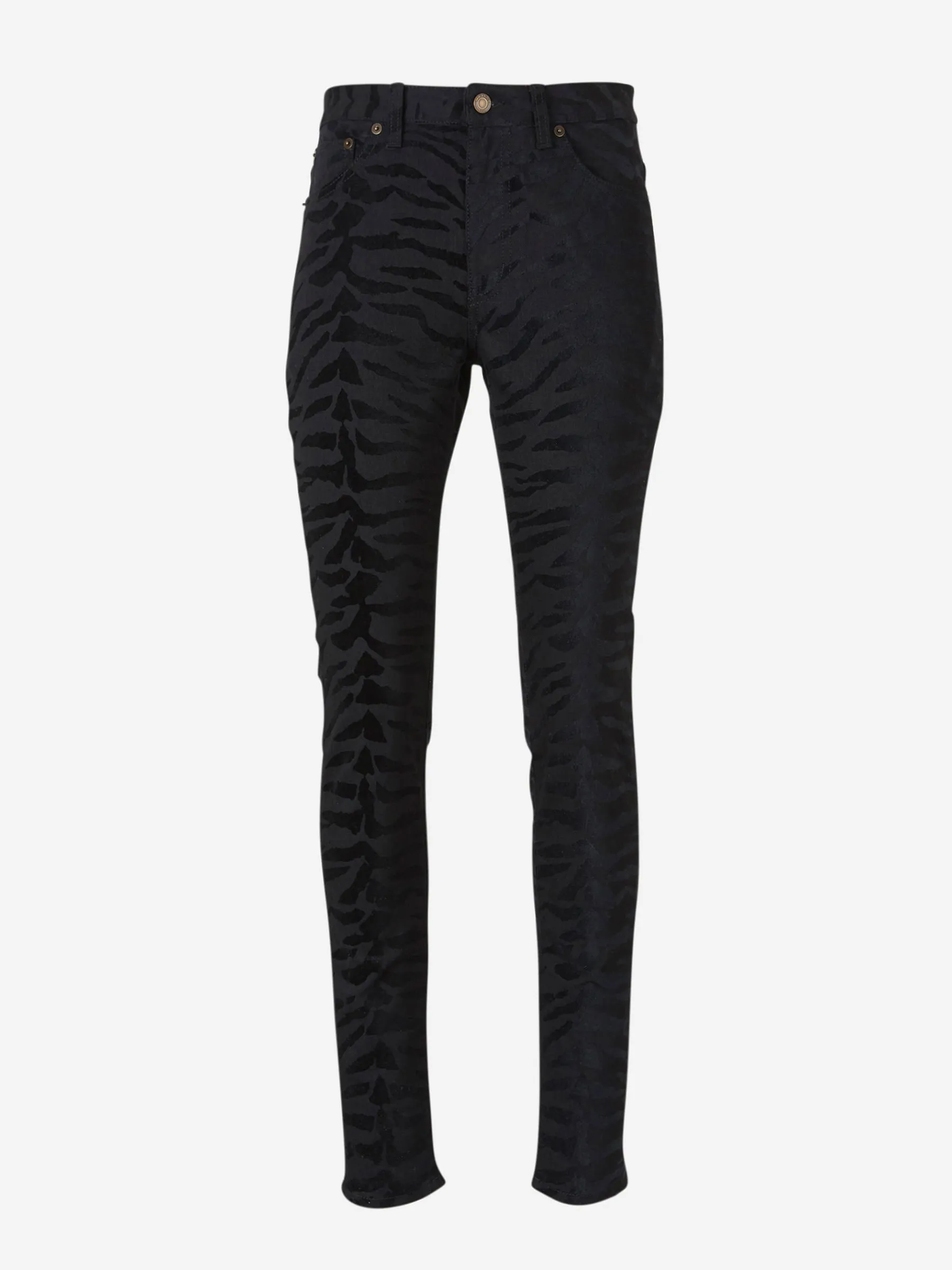 Saint Laurent Flocked Zebra Skinny-Fit Jeans