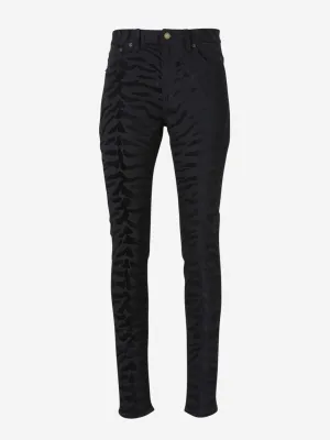 Saint Laurent Flocked Zebra Skinny-Fit Jeans