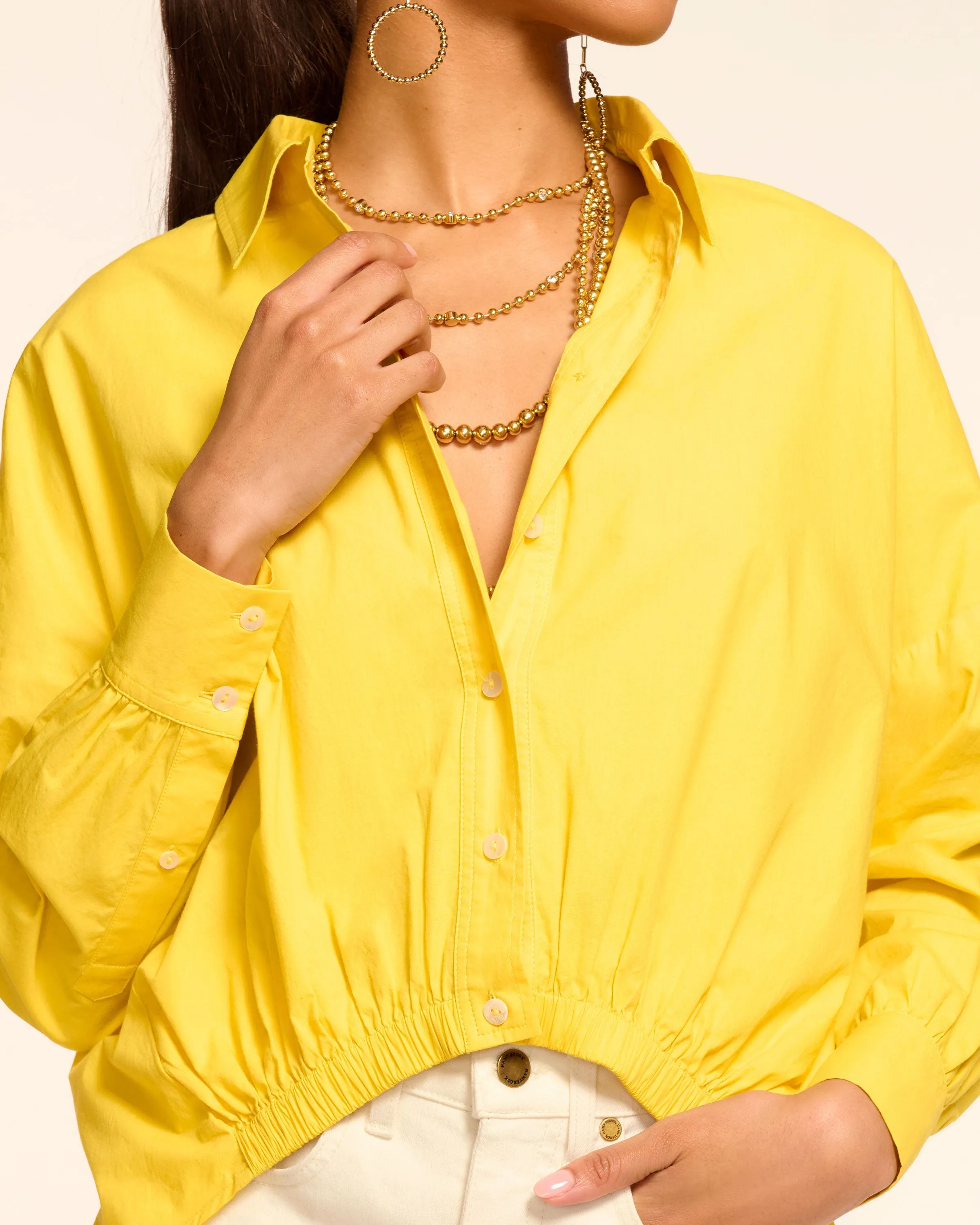 Sarah Cotton Poplin Long Sleeve Top
