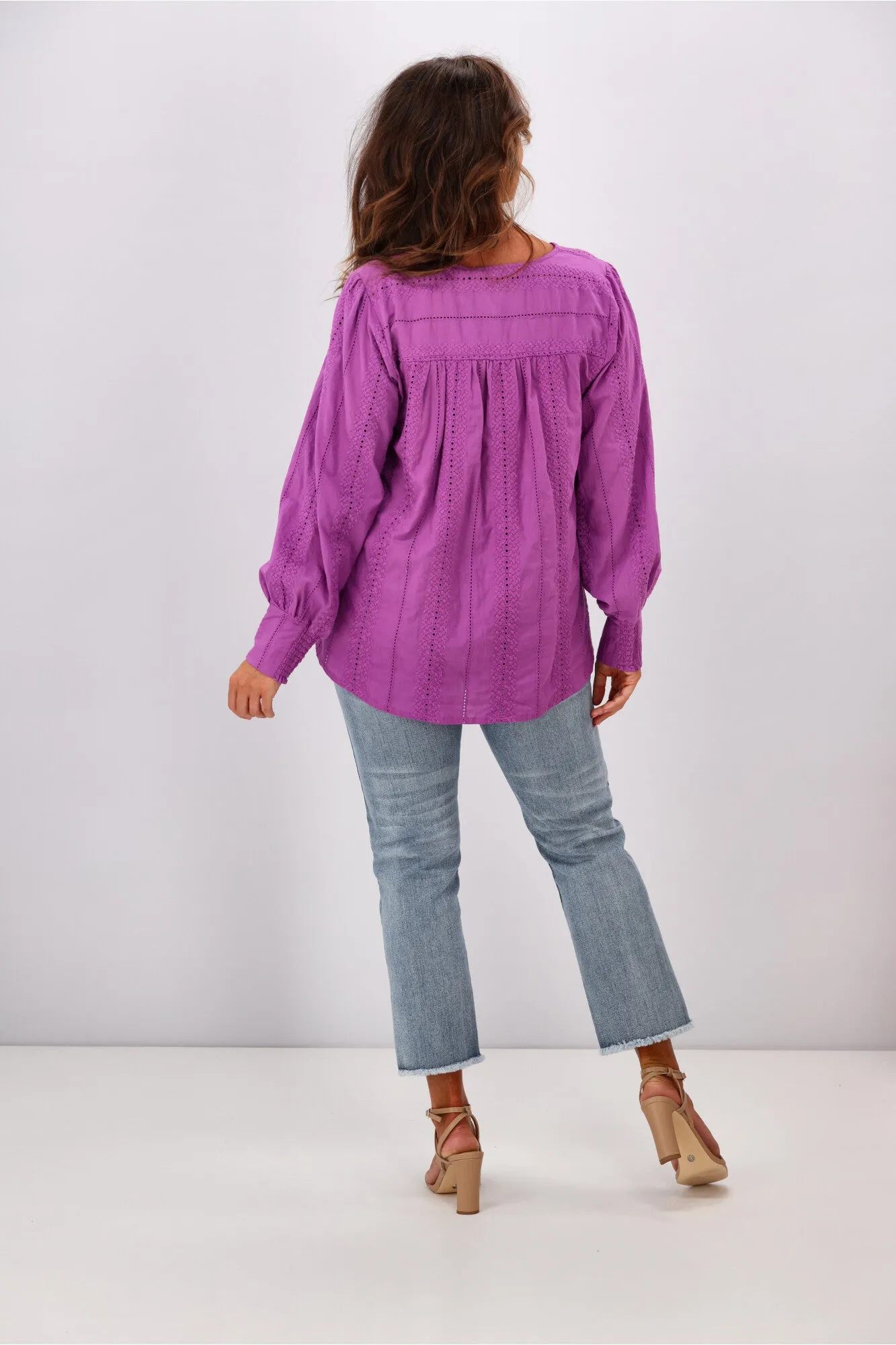 Shine On Label Freya Broderie Trim Shirt Lilac