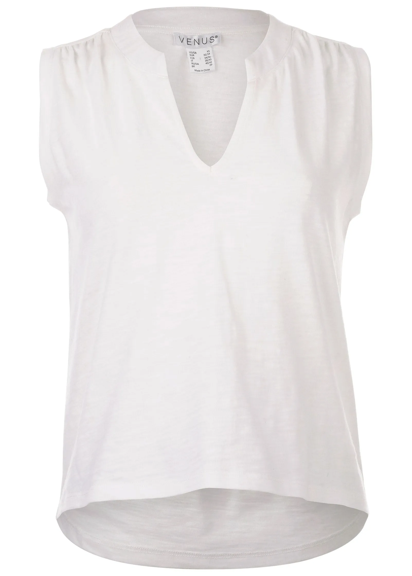 V-Neck Shirred Tank - Off White