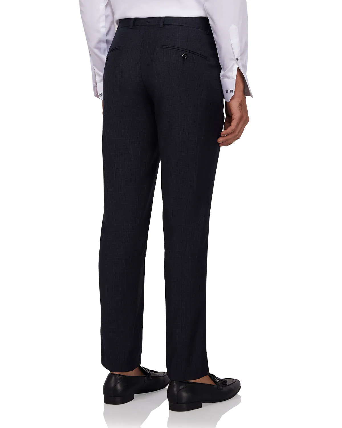 Veritas Merino Wool Checked Dress Pants - Dark Grey