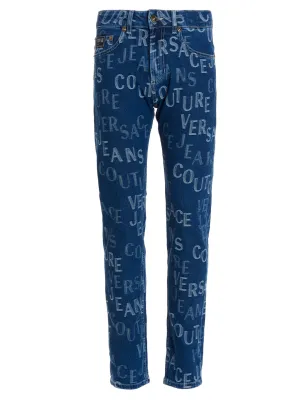 Versace Jeans Couture All-Over Logo Printed Skinny Jeans