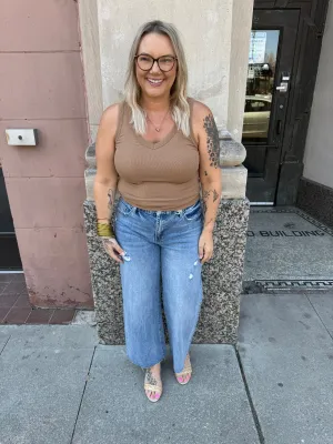 Vervet Shiny Wide Leg Crop Jeans