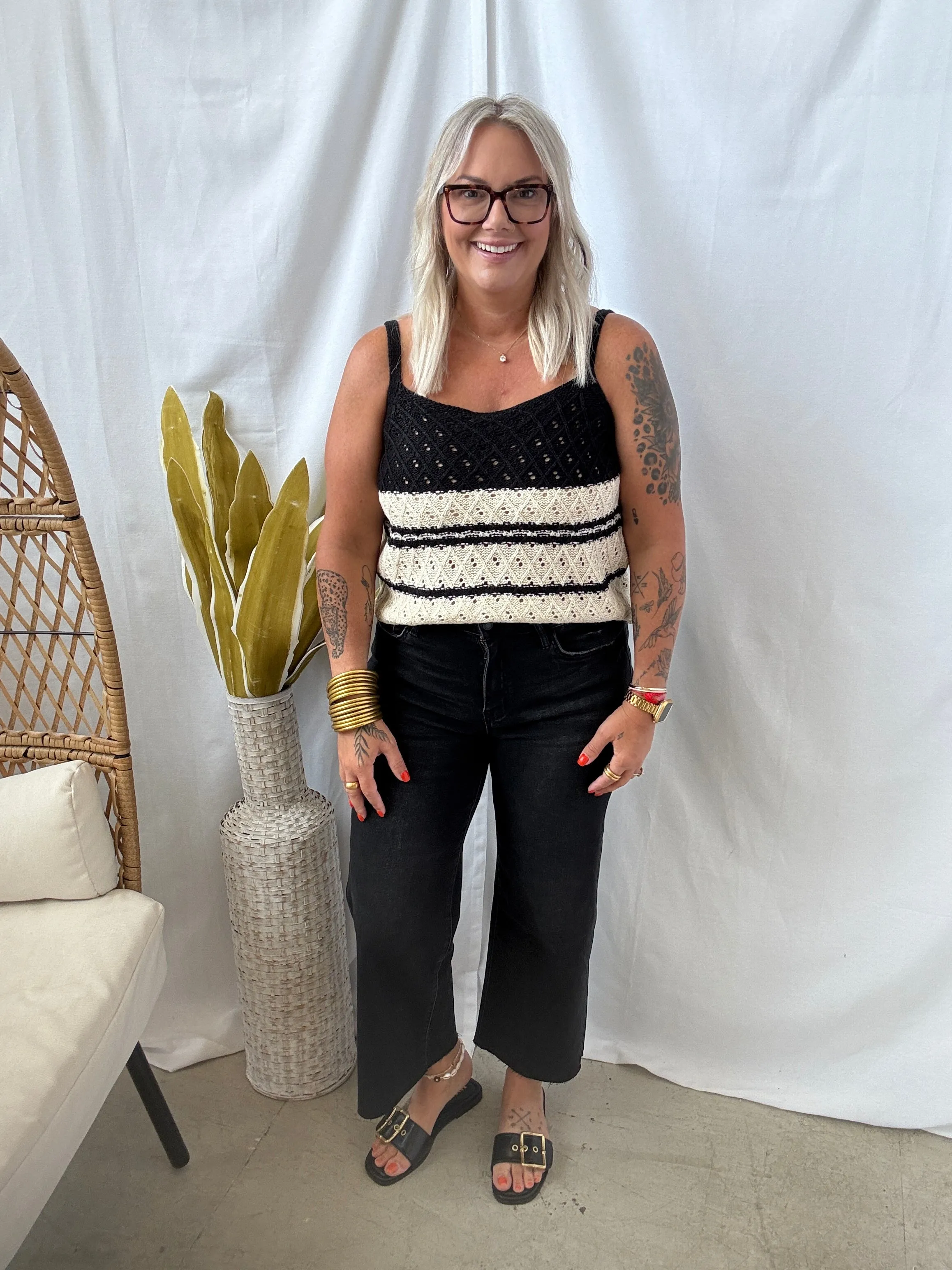 Vervet Super Soft Black Crop Wide Leg Jeans