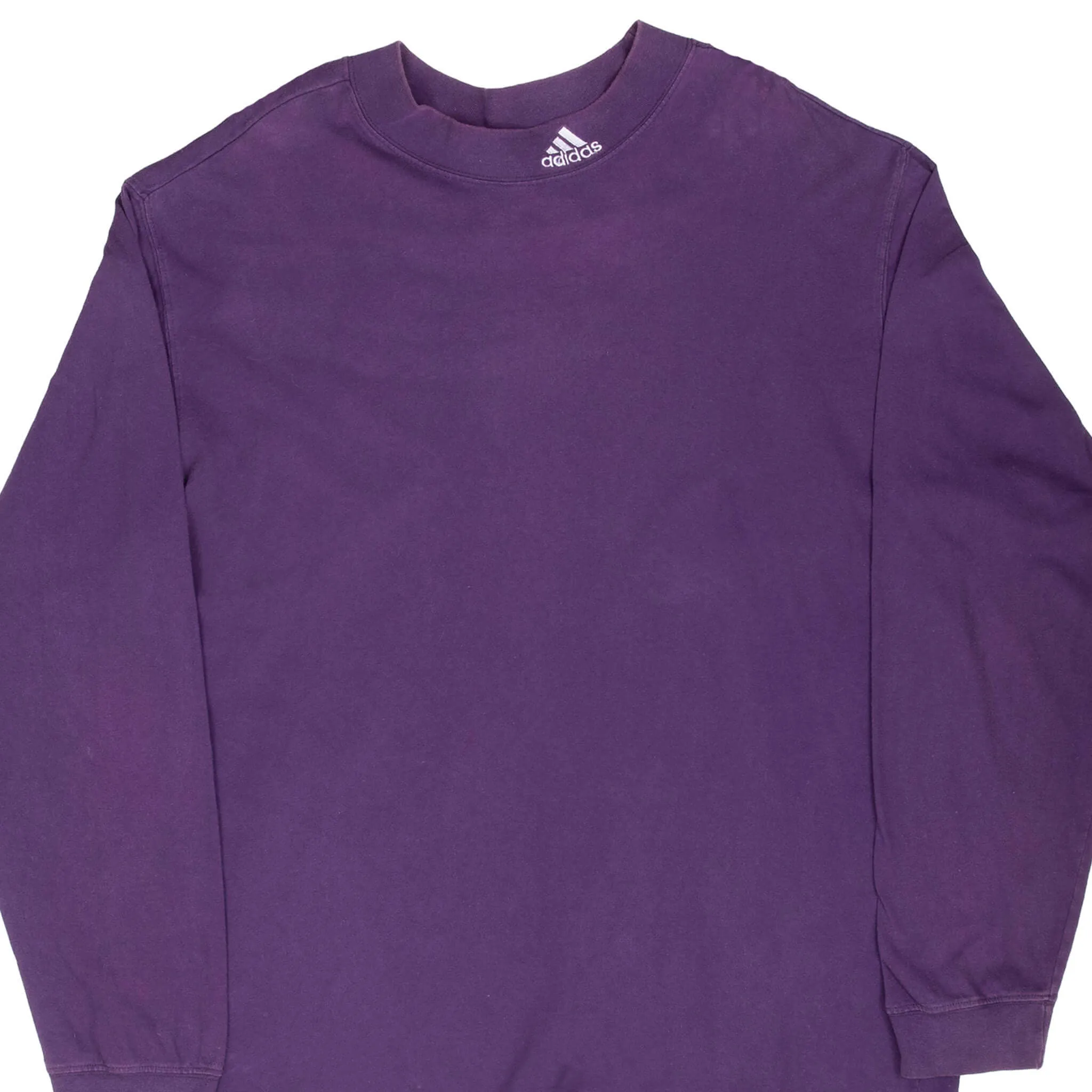 VINTAGE ADIDAS LONG SLEEVE TURTLE NECK PURPLE TEE SHIRT 1990S 2XL MADE IN USA