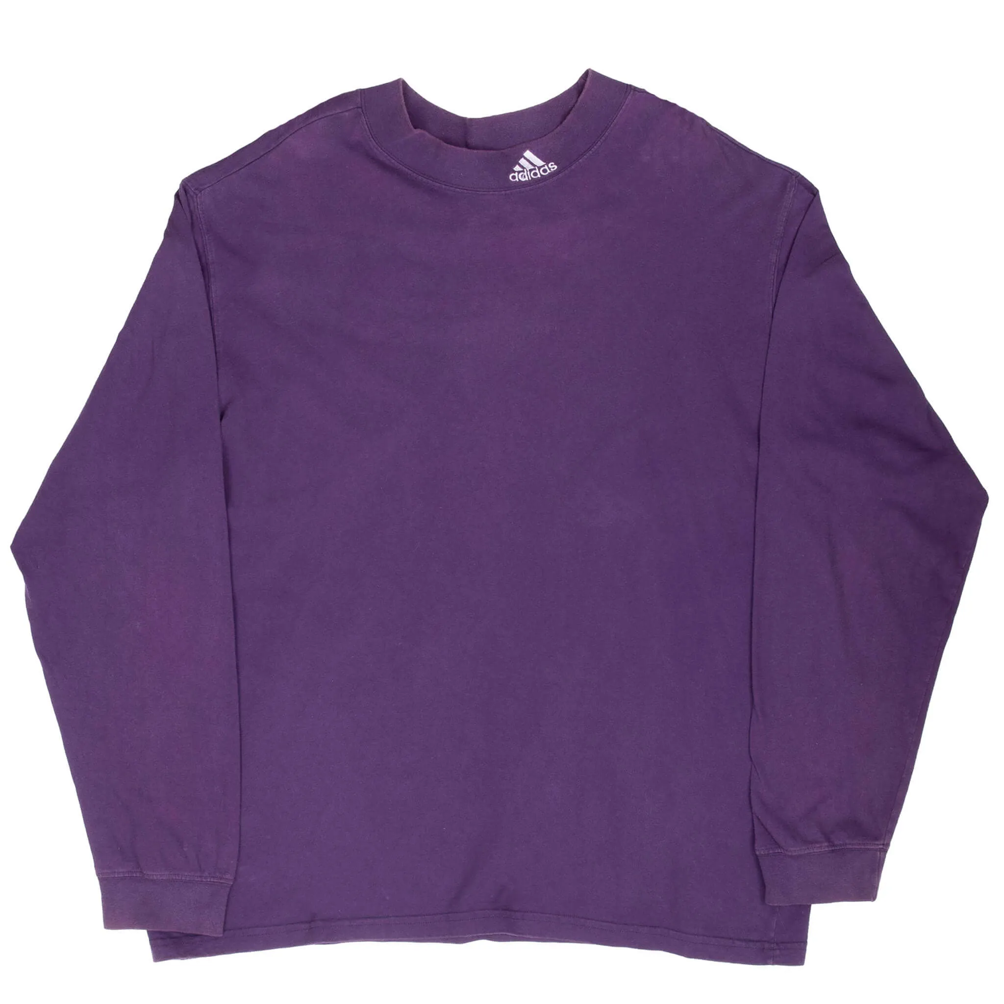 VINTAGE ADIDAS LONG SLEEVE TURTLE NECK PURPLE TEE SHIRT 1990S 2XL MADE IN USA