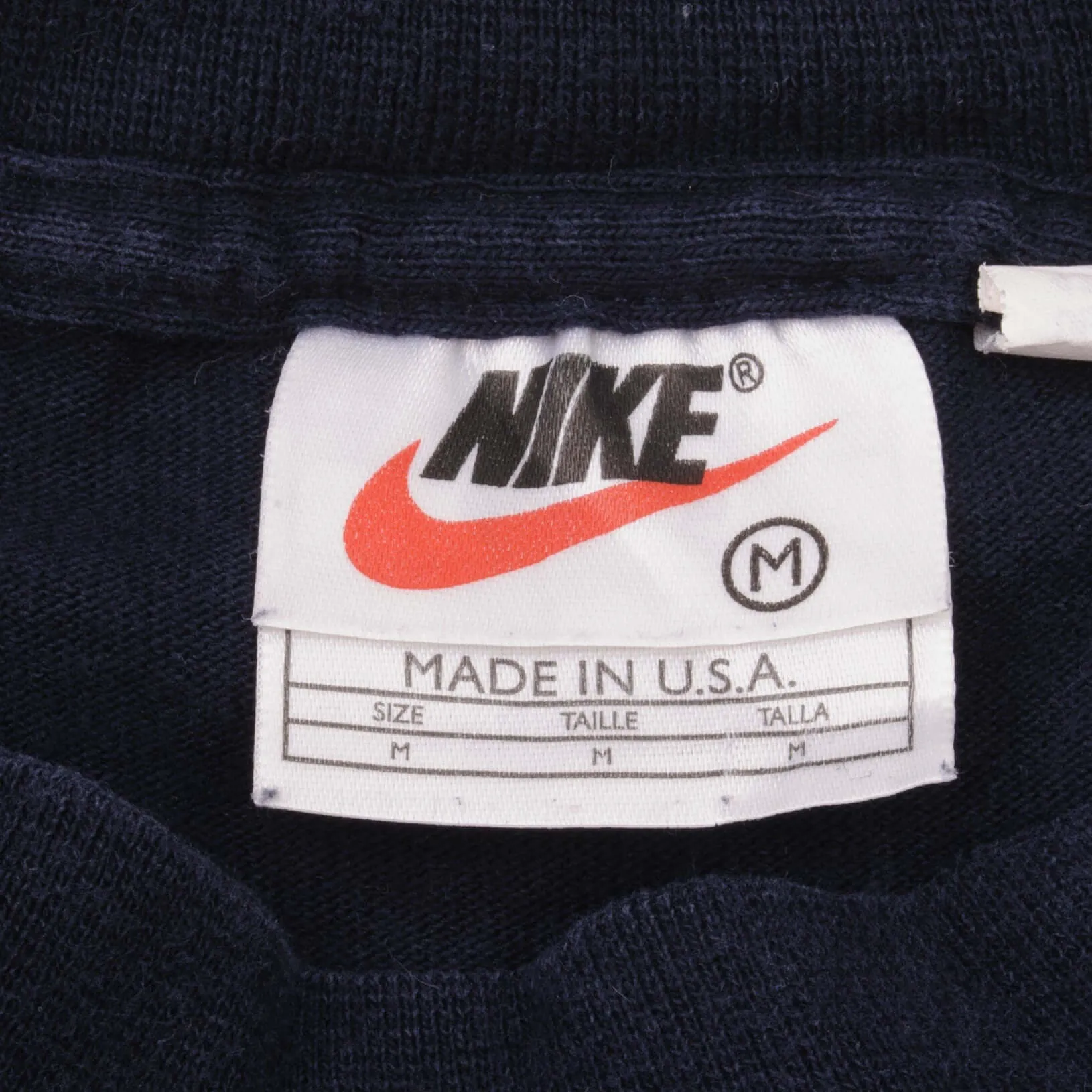 VINTAGE NIKE LONG SLEEVE TURTLE  NECK BLUE TEE SHIRT 1990S MEDIUM MADE IN USA