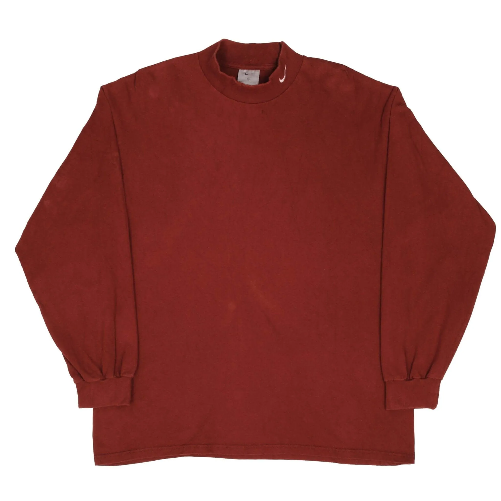 VINTAGE NIKE LONG SLEEVE TURTLE NECK RED BURGUNDY TEE SHIRT 2000S SIZE XL